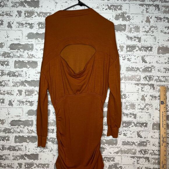 Anthropology Daily practice | women long sleeve orange dress open back - Picture 9 of 11